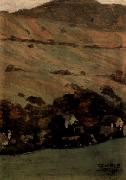 Egon Schiele Hauser vor Berghang oil painting reproduction
